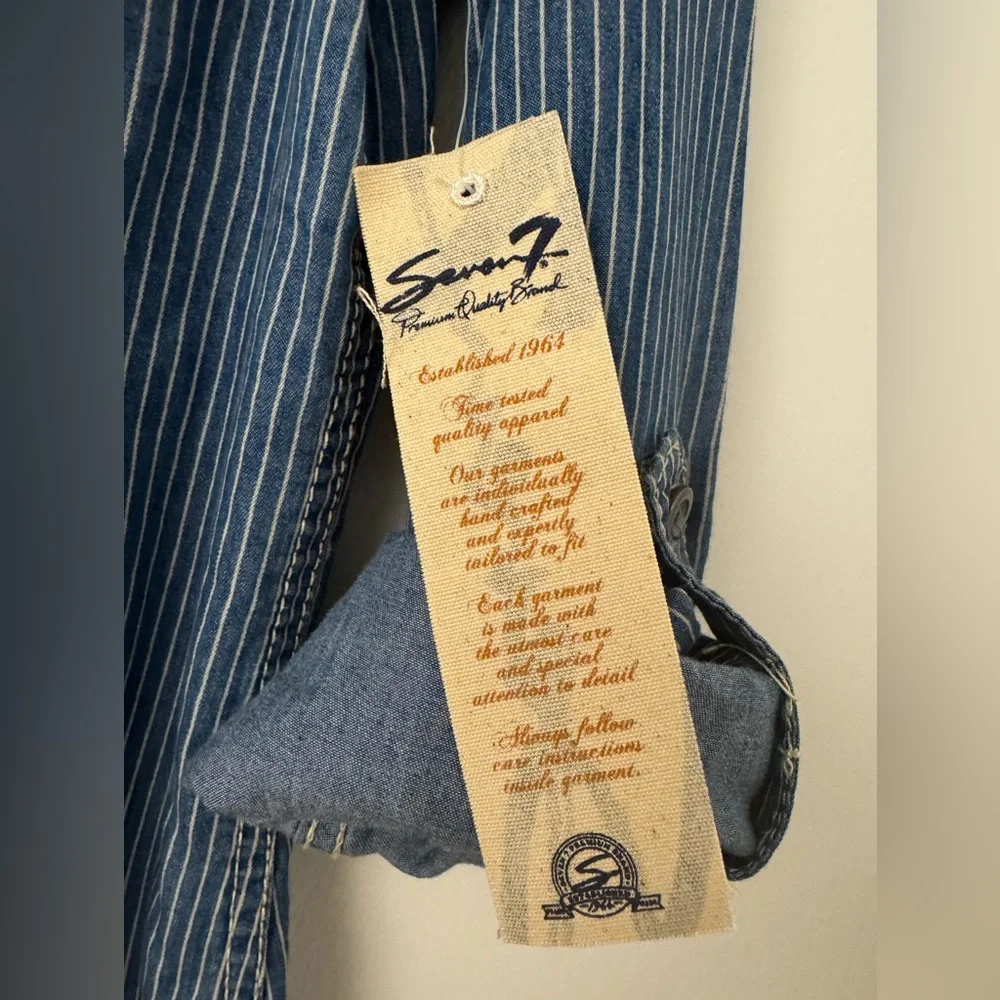 NWT Seven7 Striped Button Down Shirt 100% Cotton Medium - Picture 4 of 11